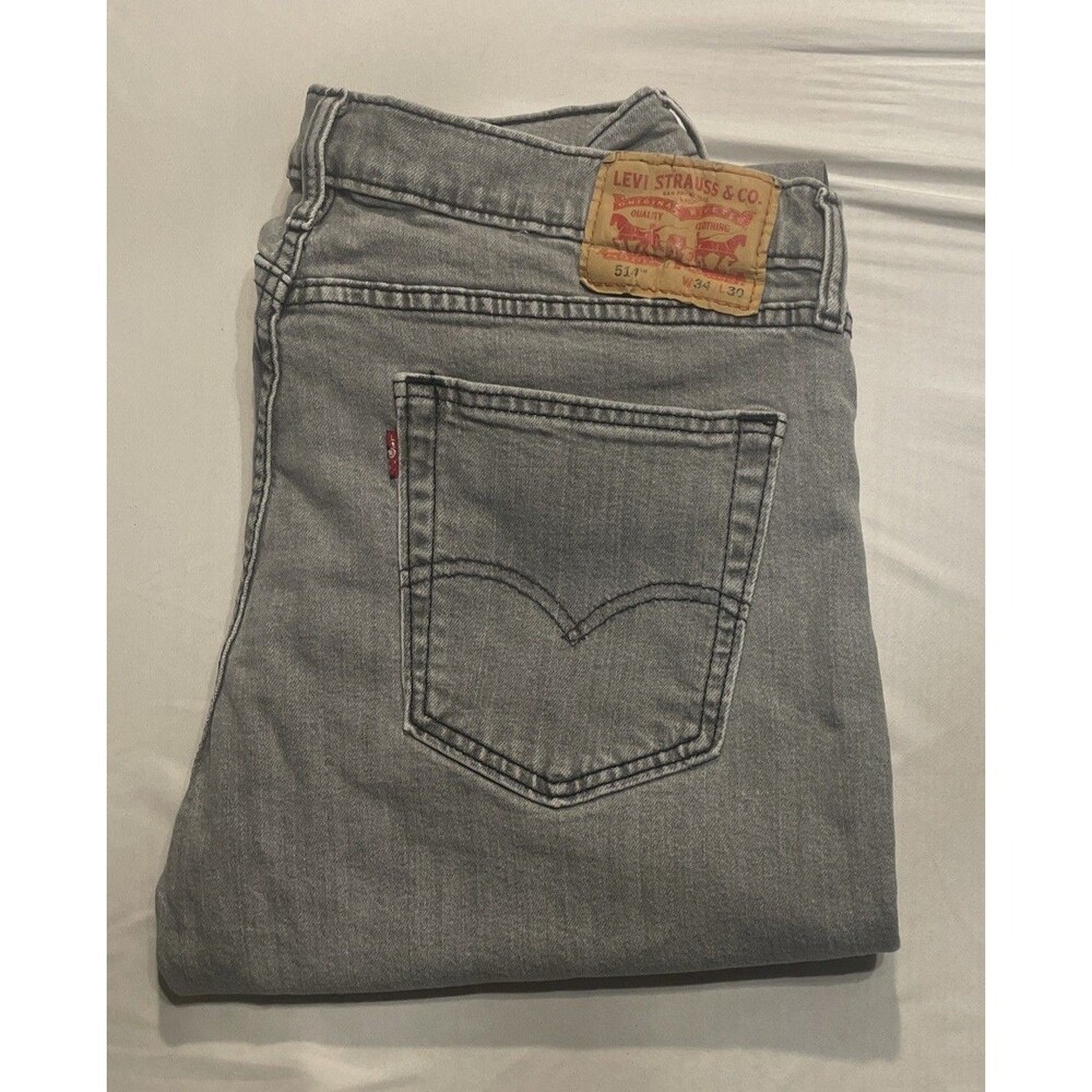 Levi's 514 Mens Gray Straight Stretch Jeans Lightweight Pants Sz: 34